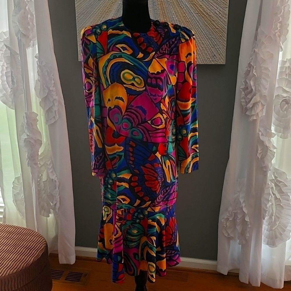 Vintage abstract Caron dress size 8